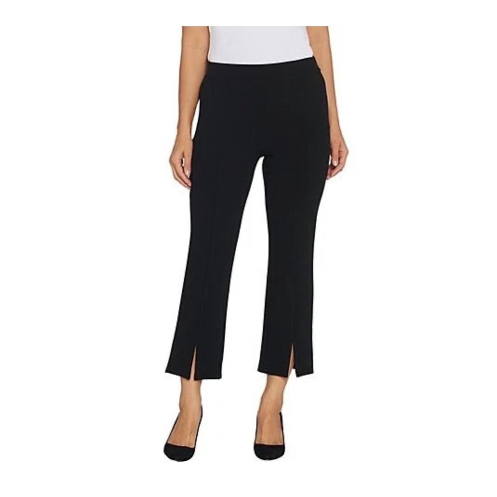 Vince Camuto Crepe Ponte Front Slit Pants Rich Black Size Small